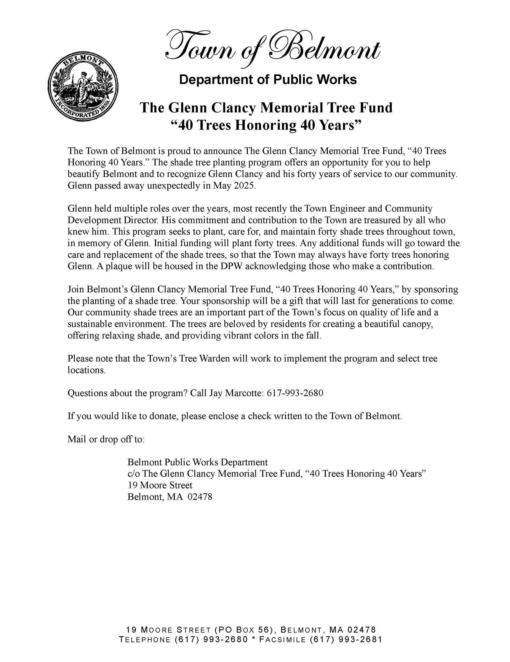 The Glenn Clancy Memorial Tree Fund