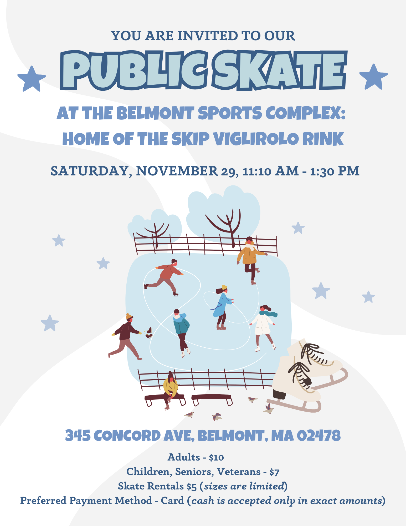 11.29.25 Flyer - Public Skate at the Viglirolo Skating Rink